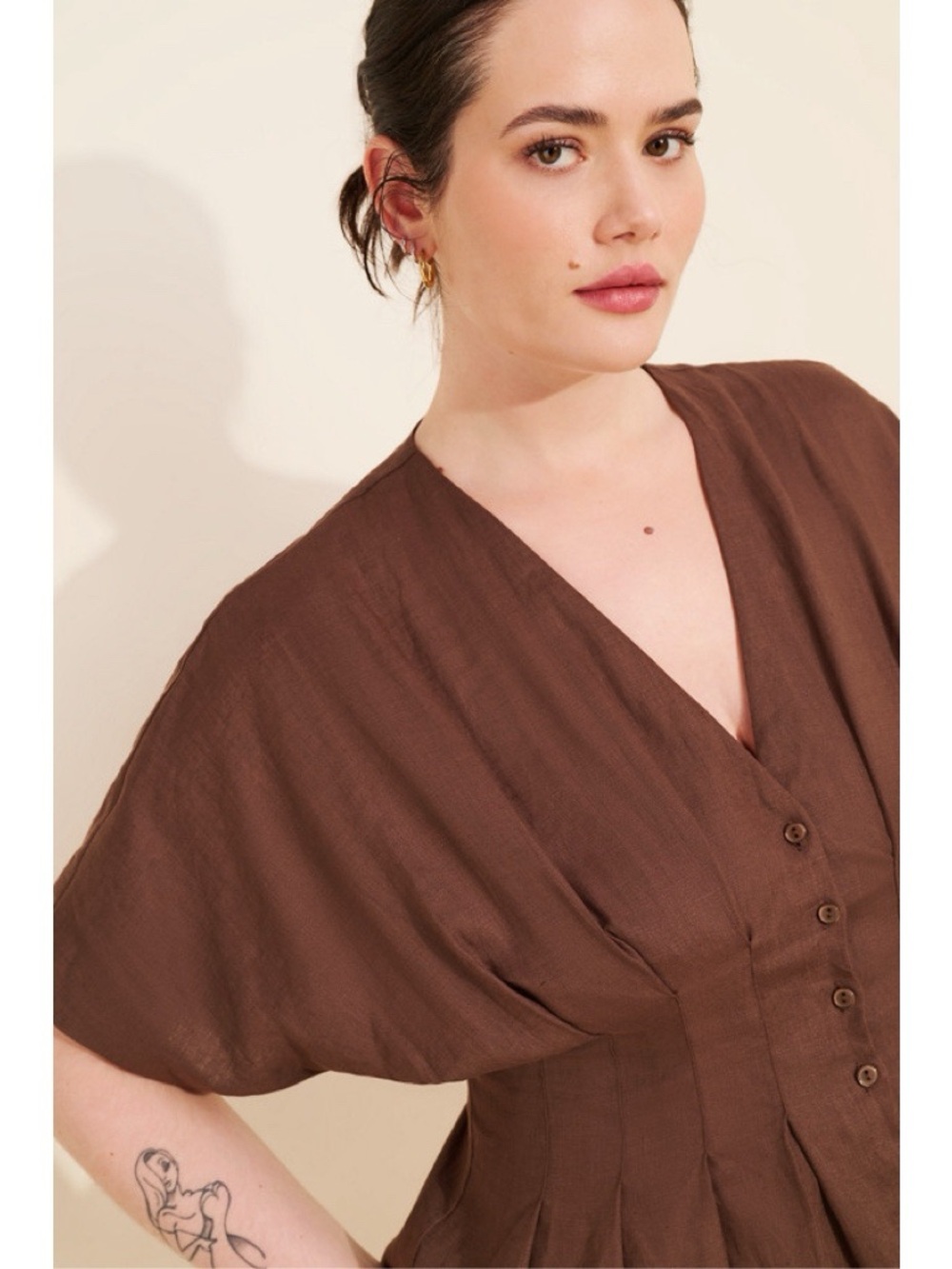 Exquise • Anthropologie Tobie Linen Pleated Mini Shirt Dress fit & flare - Picture 7 of 16